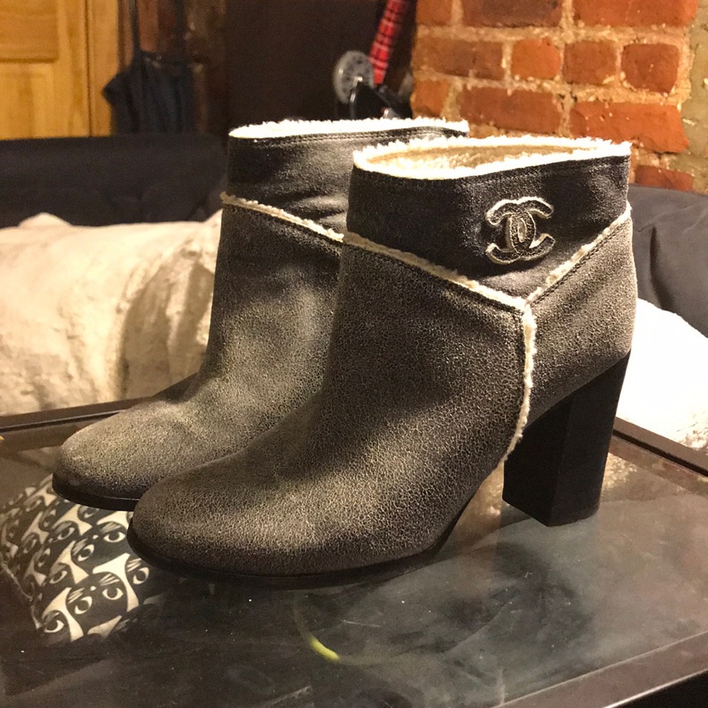 Authentic Chanel Shearling Booties